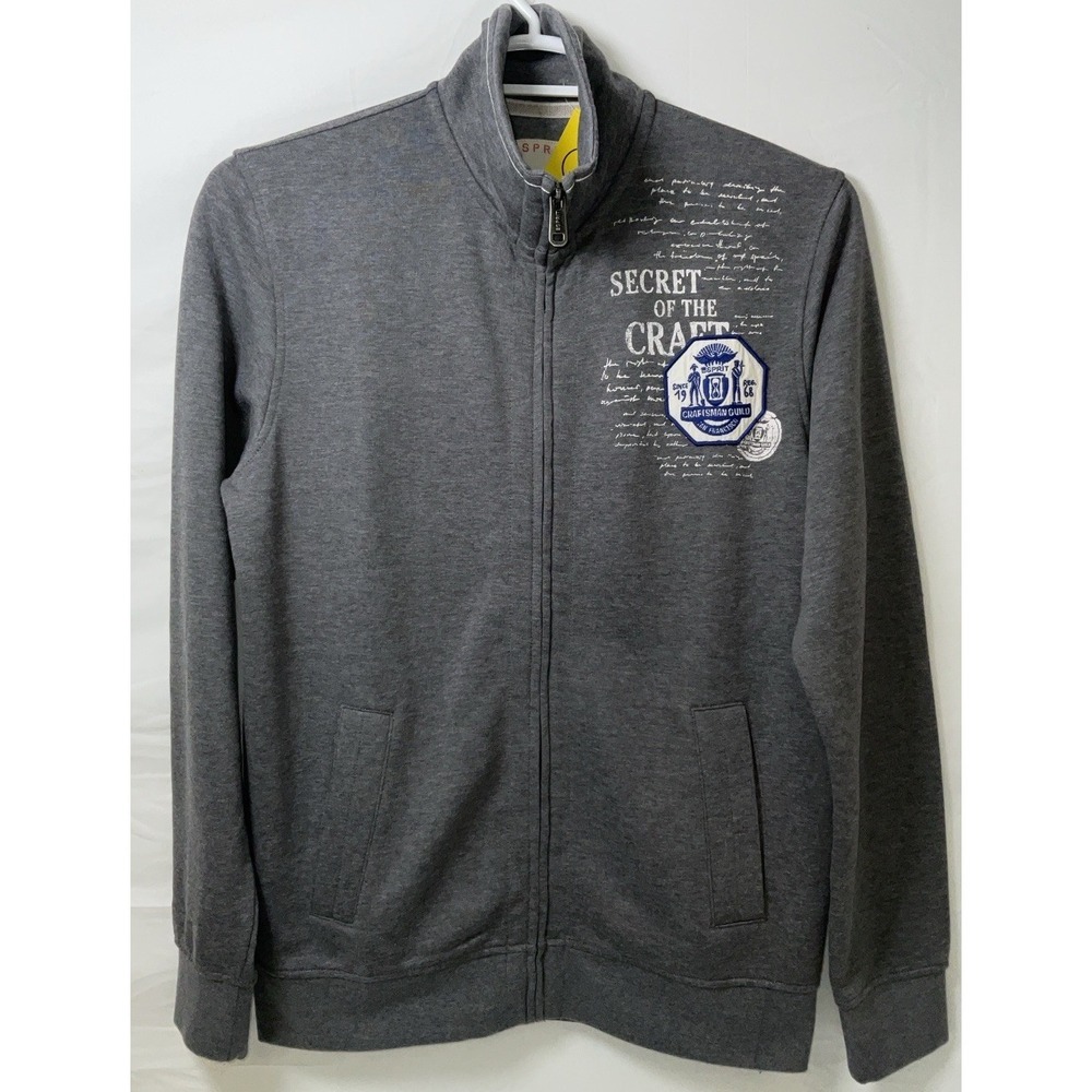 NWT Women's Esprit Mock Neck Full Zip Sweatshirt Jacket Gray Craftsman Guild - L